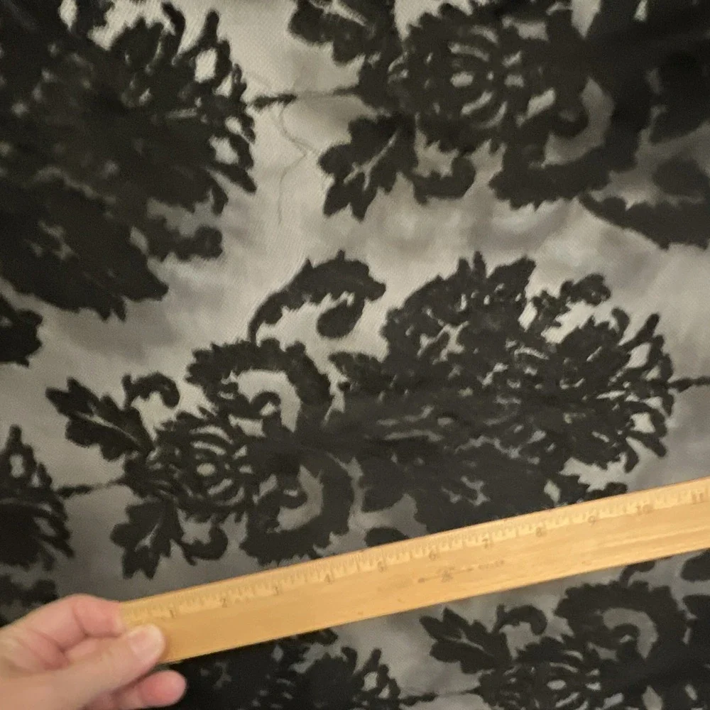 Black Floral Embroidered Mesh Fabric 54
